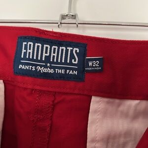 Fanpants Mens 32 X 36 Pant Red Golf Tailgate Sport Leisure Chino Canvas Flat-fro